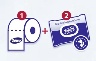 trockenes und feuchtes toilettenpapier