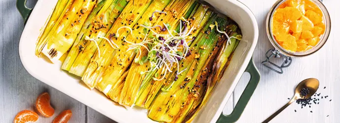 Gerösteter Lauch mit Mandarinen-Salsa