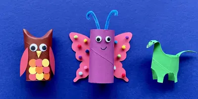 3 animali con rotolo di carta igienica da realizzare con i bambini