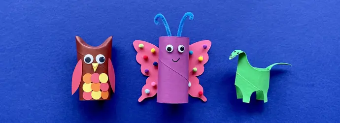3 animali con rotolo di carta igienica da realizzare con i bambini