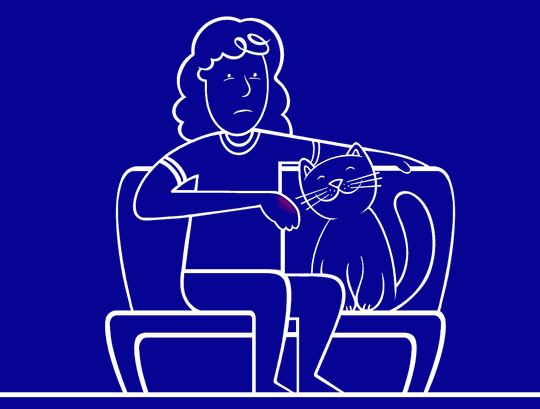 GIF animate che mostra persone coccolare il proprio gatto e avere una reazione allergica.  GIF animate che mostra persone coccolare il proprio gatto e avere una reazione allergica.