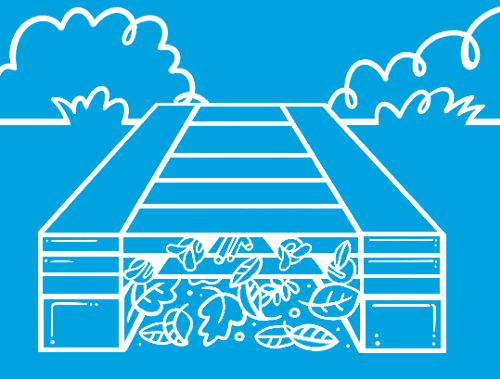 GIF su sfondo blu di un bug hotel finito con tetto aggiunto per mantenerlo asciutto e stabile.