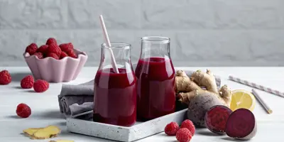 Rote Bete-Himbeer-Ingwer-Shot