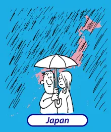 In Japan sagt man: sich einen Regenschirm teilen, wenn sich zwischen zwei Menschen eine Romanze anbahnt (aiaigasa).