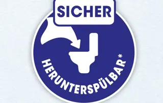 Sicher herunterspülbar, genauso wie trockenes Toilettenpapier